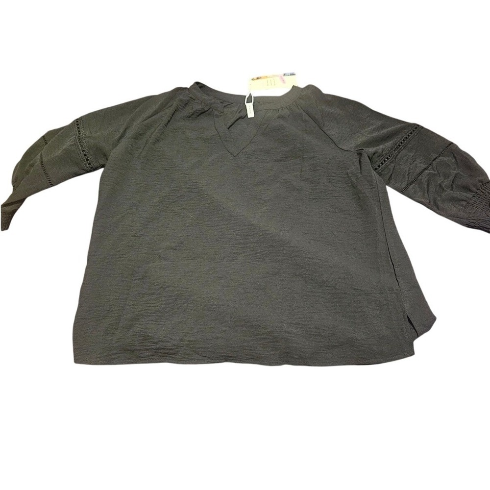 Dokotoo Black Long Sleeve Blouse Top with Embroidered Detail Elegant